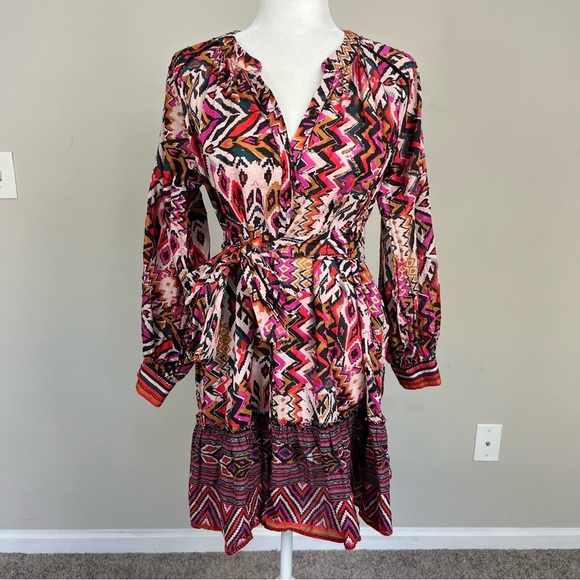 ZARA TRIBAL PRINT SLEEVED MINI DRESS SIZE SMALL - Picture 10 of 16